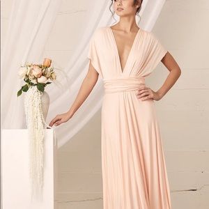 Lulu’s Tricks of the Trade Blush Maxi Wrap Dress Size Medium